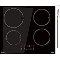 COMFEE’ CIH741F238K0 7200W Piano Cottura a Induzione con 4 Fuochi di Cottura, 9 Livelli di Potenza, Area Riscaldamento più Ampia del 20% con Funzione Boost, Controllo Touch, Blocco Bambino