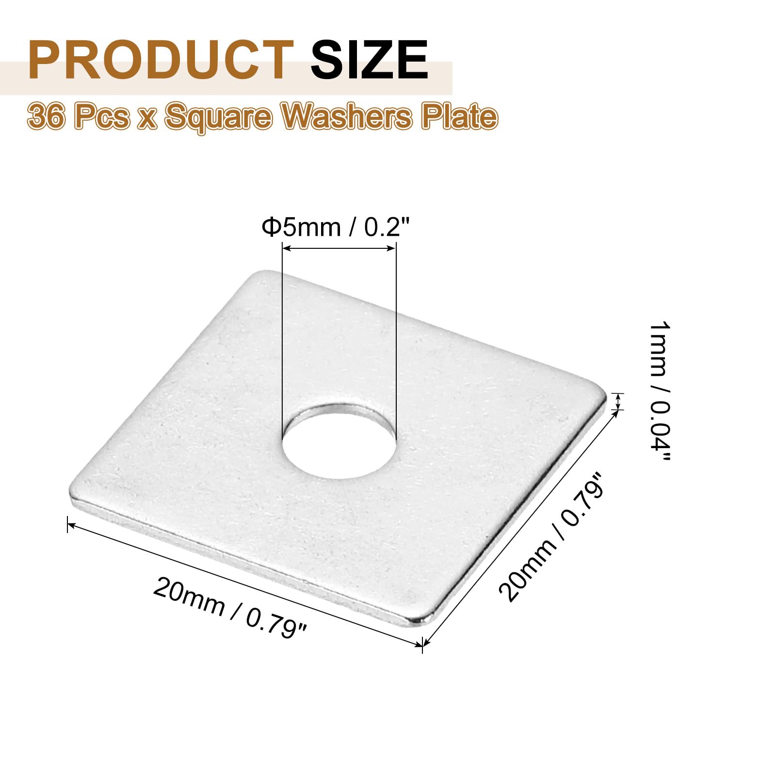 PATIKIL M5x20x1mm Square Washers - Image 2
