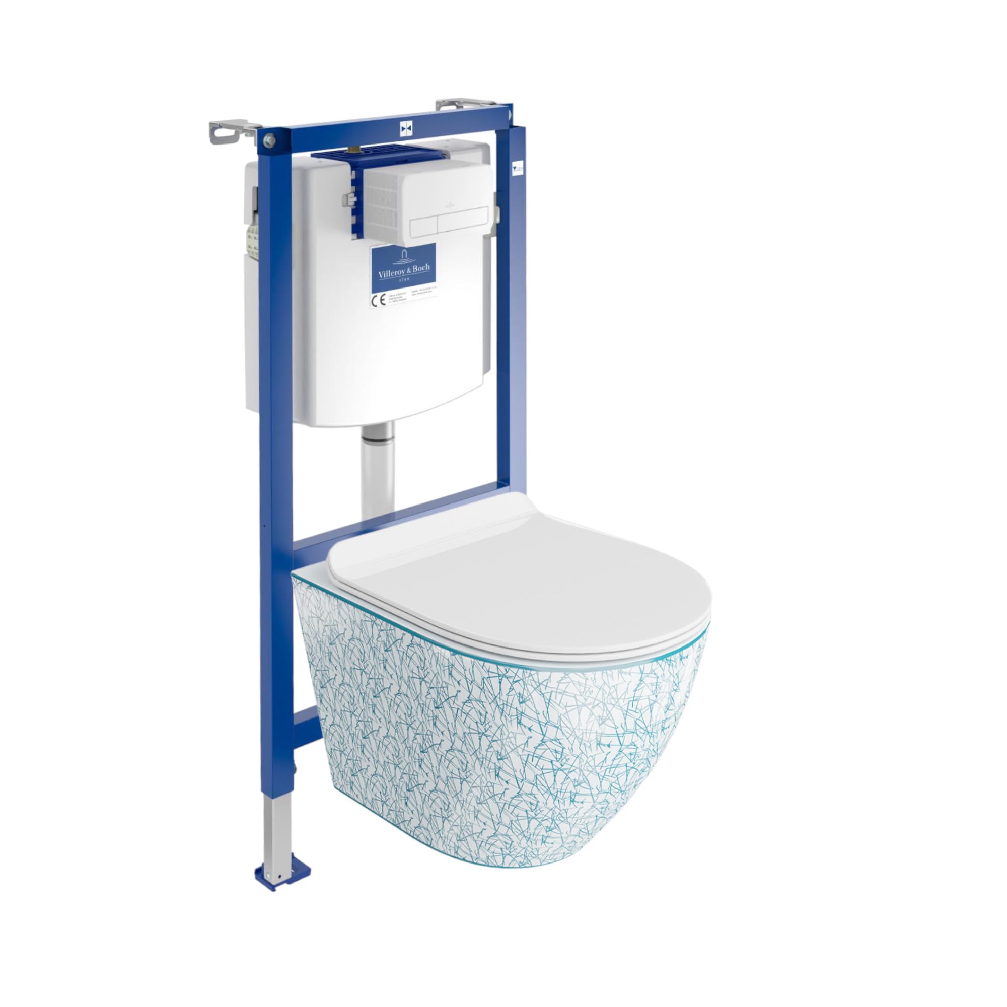ViConnect H112 - Inodoro empotrado con placa de control + pared colgante profundo para inodoro Sofi Slim Kresz sin bordes, juego completo, cisterna empotrada, juego completo