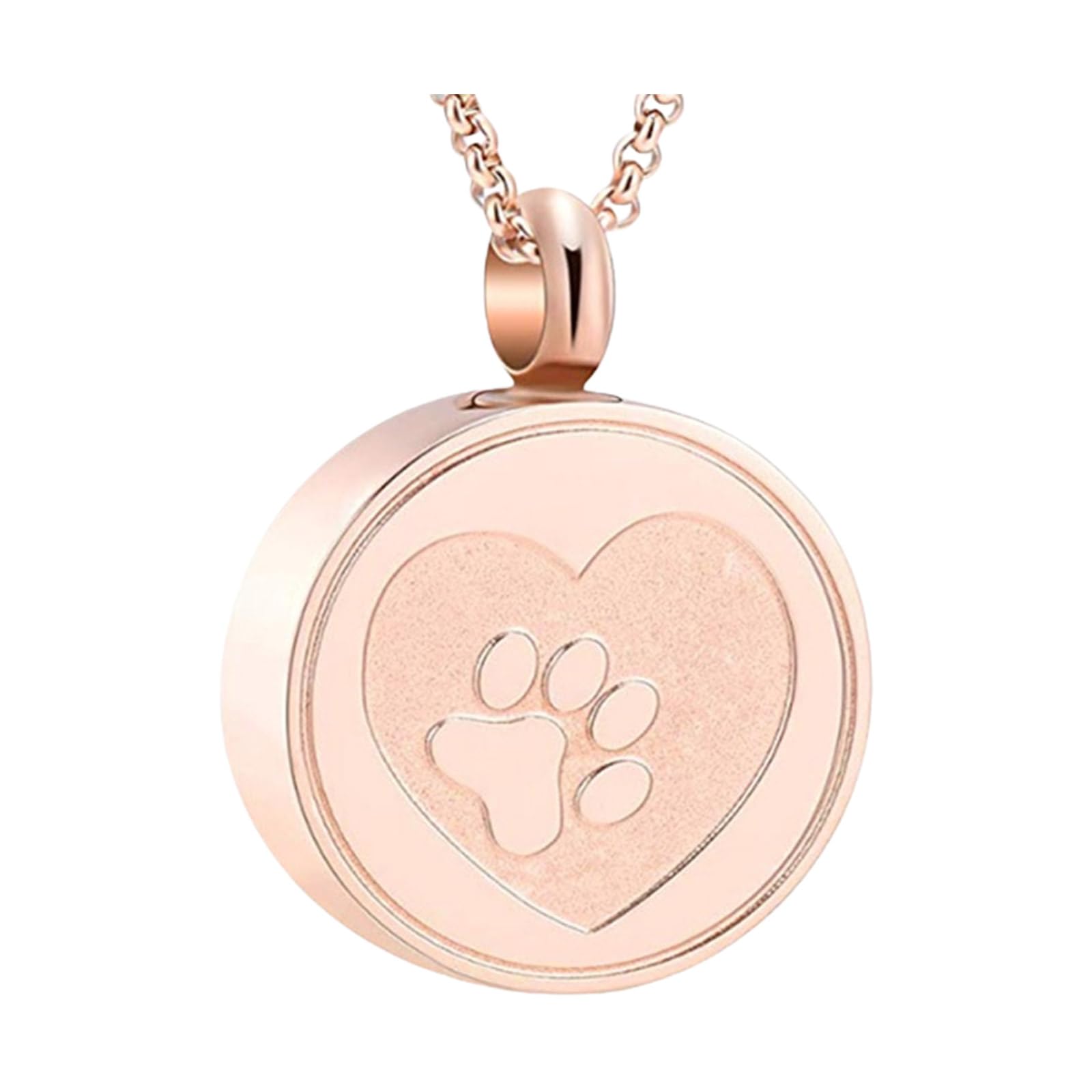 Nucelit Pet Loss Memorial Necklace Stainless Steel Round Pendants Keepsakes Lockets with Paws Print Holders for Ashes Furs Keepsakes Pet Loss Memorial Necklace with Ashes Holders