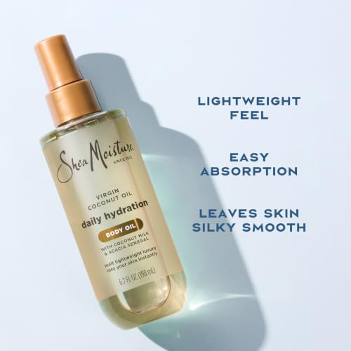 Image of Shea Moisture Daily Hydration Body Oil with Virgin Coconut Oil 6.7oz | For dry skin - delivers lightweight hydration and a healthy glow with Virgin Coconut Oil and Coconut Milk.