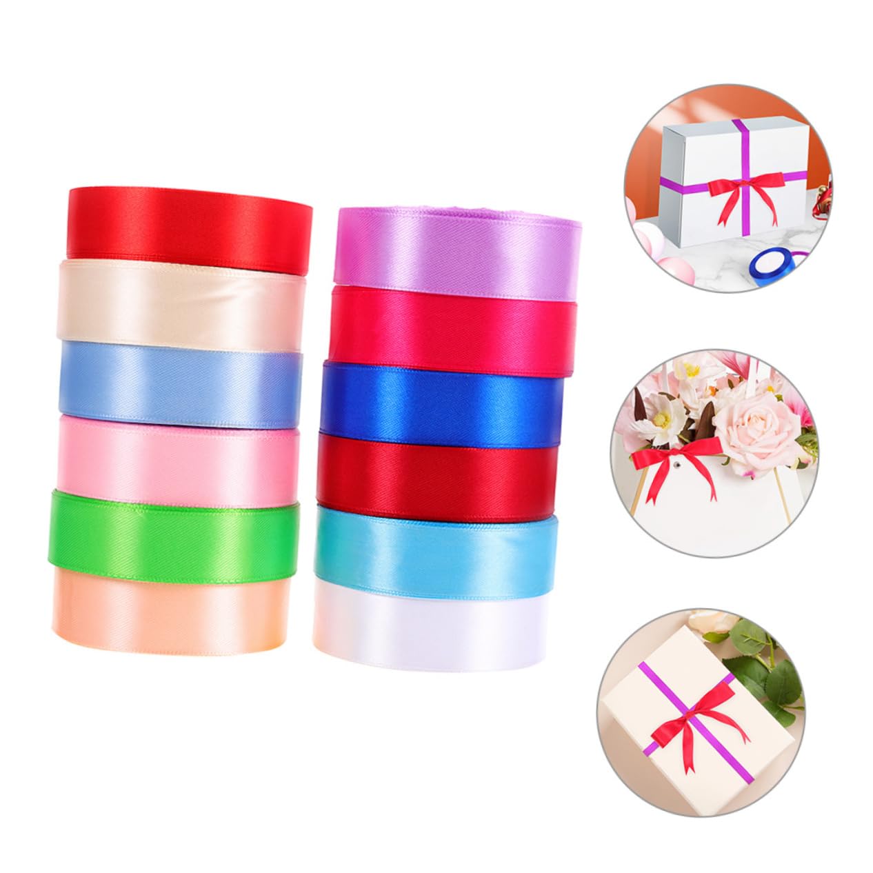 SEWACC 12rollen Geschenkband aus Polyester Bunte Bänder für Verpackung Dekoratives Geschenkband zum Schneiden Vielseitig Verwendbare Geschenkbänder Zufällige Farbe