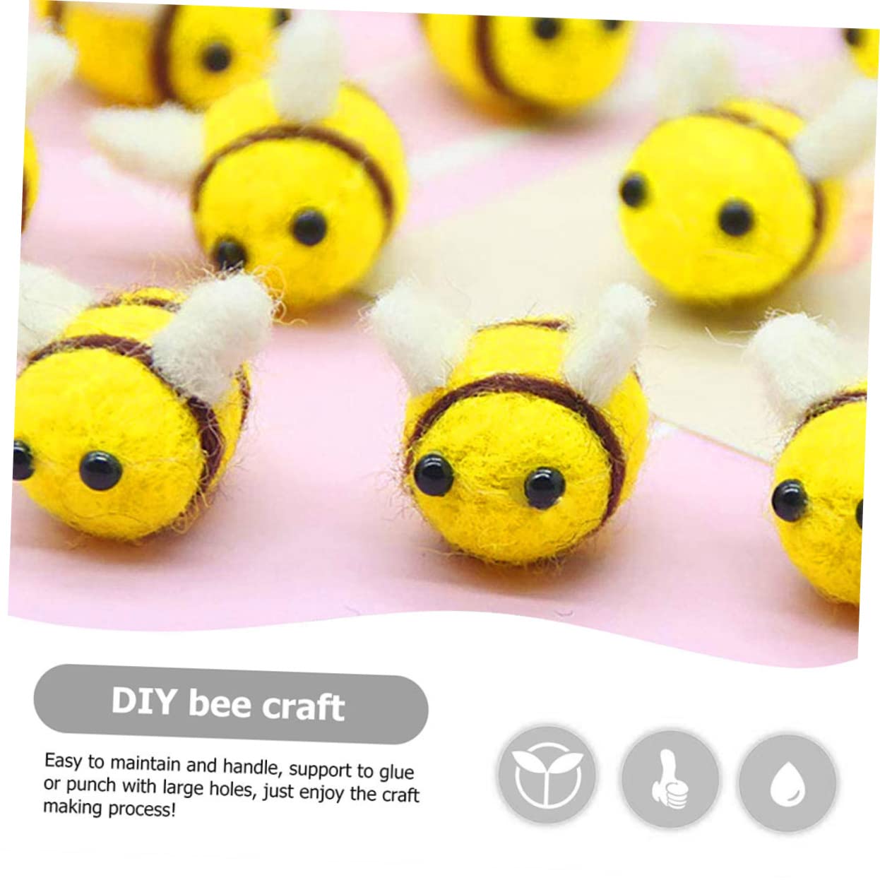 Homoyoyo 30pcs Wool Felt Bee Balls Bee Themed Decor for DIY Crafts Accessory Party Favors
