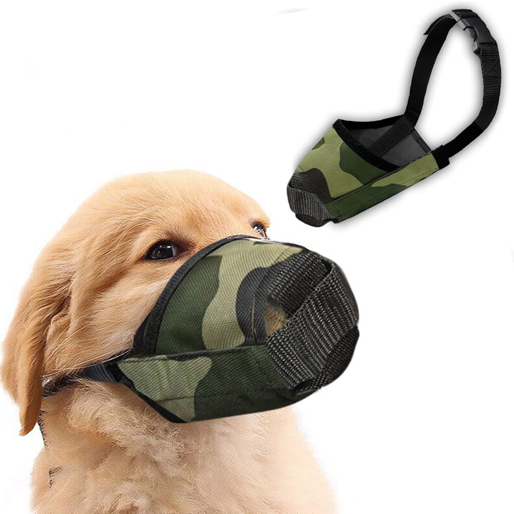 Sage Square Dog Army Muzzle, Soft Mesh Covered, Poisoned Bait Protection with Adjustable Straps, Prevent Biting Chewing & Licking for Small Medium Large Dogs (Army Muzzle, XSmall)