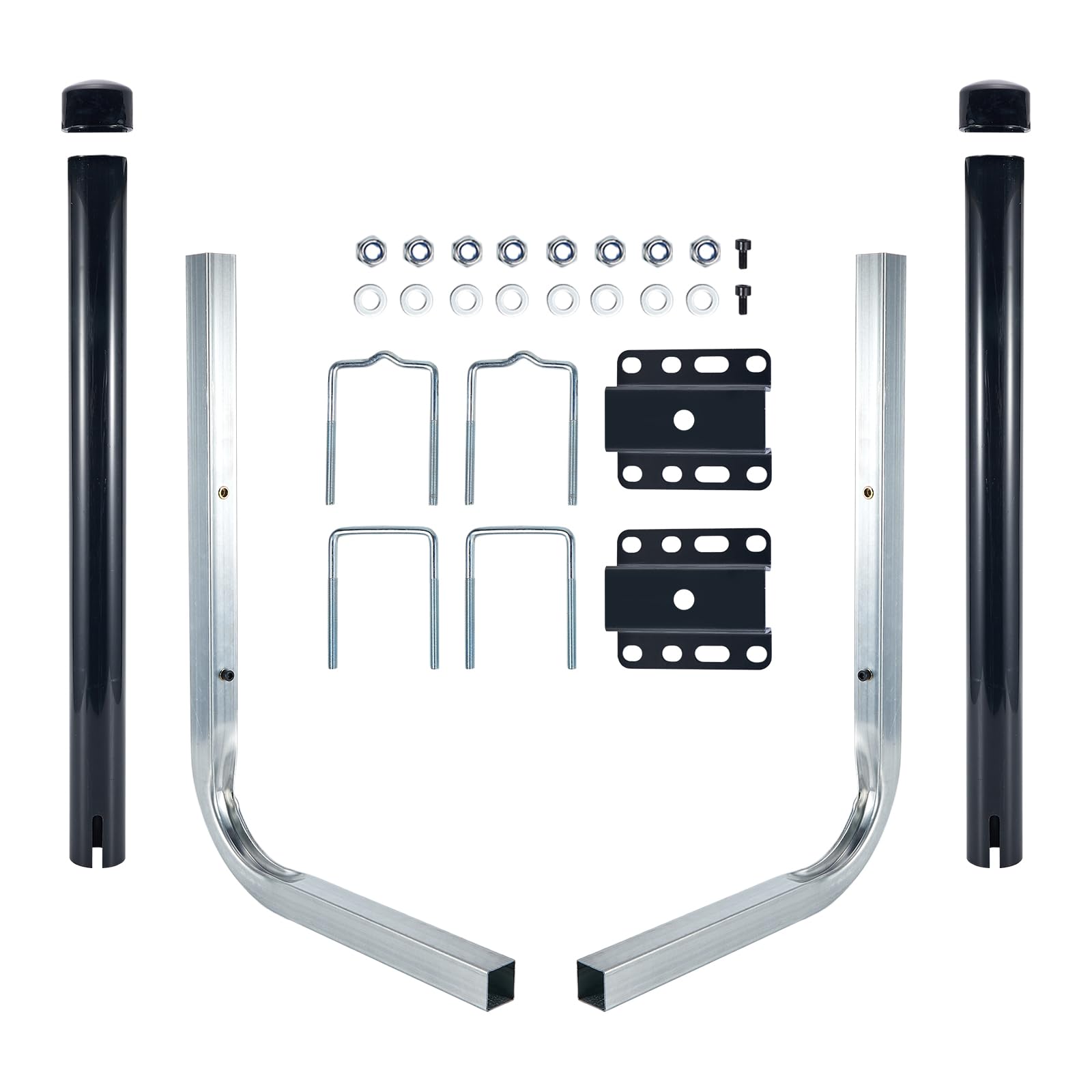 Cabtherlyn Boat Trailer Guide-Ons 40"/48"/60" Adjustable Electro-Galvanized Steel Trailer Guides Ons with PVC Pipes for Ski Boat, Fishing Boat, Sailboat, Black