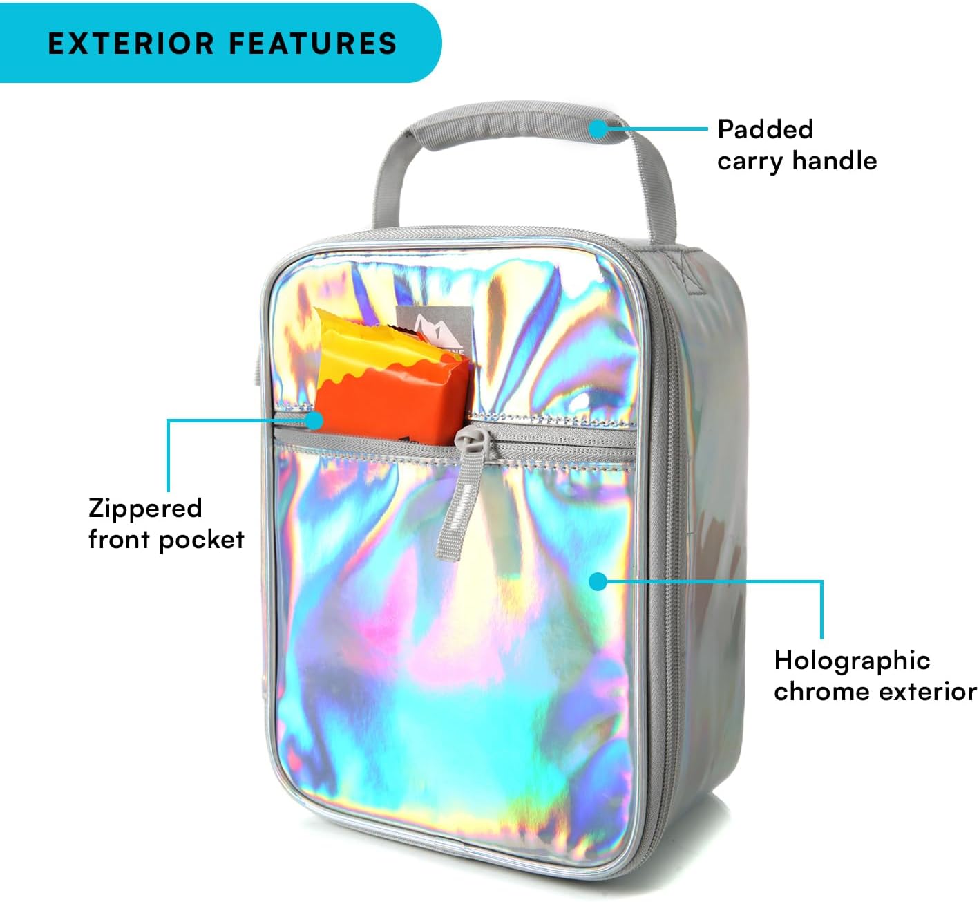 Arctic Zone Chrome Kids Lunch Box Combo for Kids with Gel Ice Pack and Sandwich Container, Insulated Bag for Travel Lunch, Cotton Candy