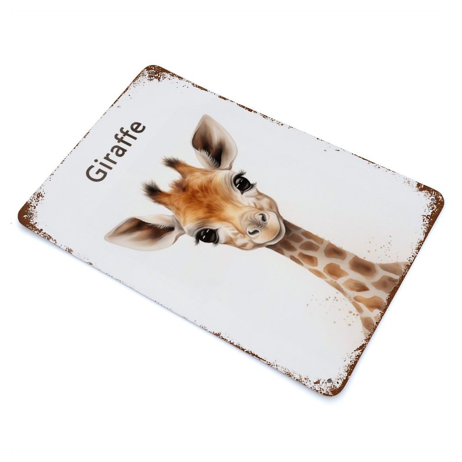 Giraffe Baby Art Rusty Metal Tin Sign 11.8"x7.9", Rustic Home Decor for Living Room, Hallway And Home Decor