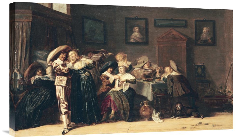 Global Gallery Budget GCS-264975-30-142 Dirk Hals an Elegant Company Carousing in an Interior Gallery Wrap Giclee on Canvas Print Wall Art
