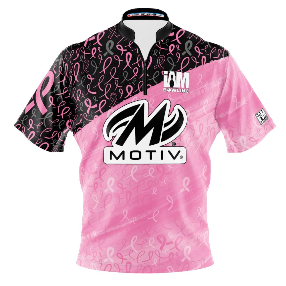 Logo Infusion Dye-Sublimated Bowling Jersey (Sash Collar) - I AM Bowling Fun Design 2036-MT - Motiv - Breast Cancer (3X-Large) Multicolored