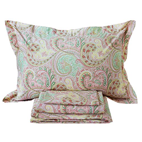 Image of FADFAY 4 Piece Pink Paisley Bed Sheet Set Luxury Bedding Sets Designer Bedding Collections 800 Thread Count 100% Egyptian Cotton Deep Pocket King