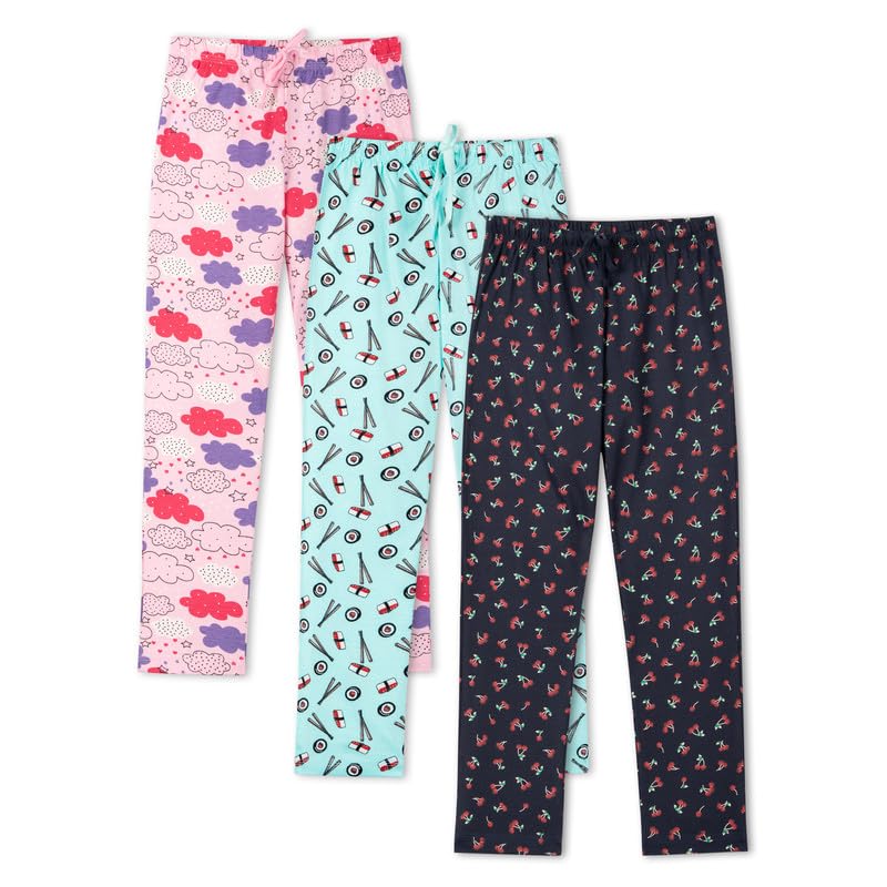 Image of Real Basics Girls Cotton All Over Print Pajamas(Pack of 3)