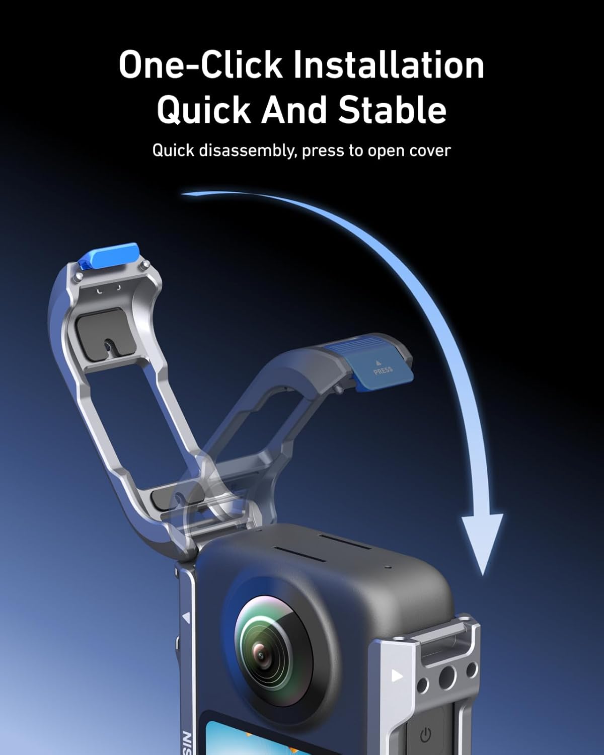 TELESIN Aluminum Alloy Protective Frame Case for DJI Osmo 360 with Cold Shoe Mount Magnetic Quick-Release Mount 1/4-inch Threaded Interface with Silicone Protective Len Case for Camera Accessories - Image 4