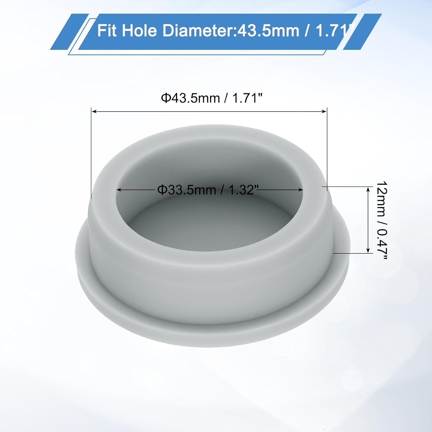 uxcell Silicone Rubber Plug, High Temp Round Hole Plug Waterproof Rubber Stopper Pipe End Caps Fit 43.5mm/1.71" for Bathtub Bottle Sealing, Grey
