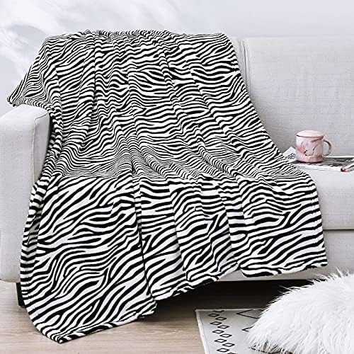 Vessia Oversized Flannel Fleece Velvet Blanket Throw Size(50x70 inch) - Zebra Pattern Lightweight Fuzzy Decor Blanket - Soft Animal Print Blanket for Couch and Sofa