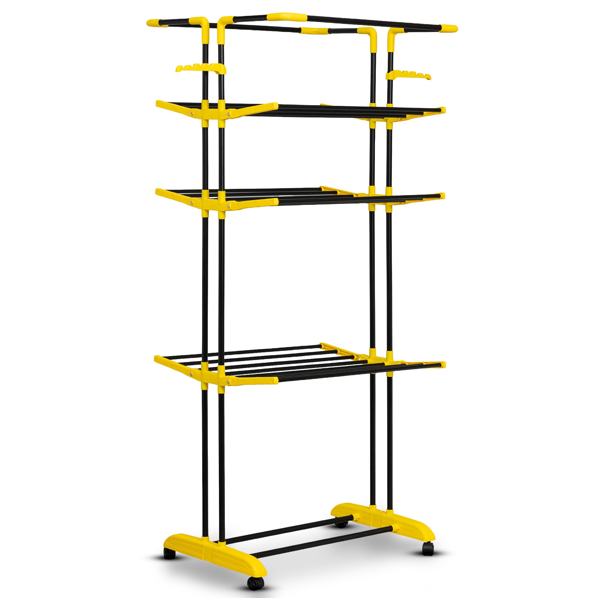 BonKaso AirFold Max 4-Tier Foldable Clothes Drying Stand, Laundry Rack with Wheels and 8 Hanger Slots for Indoor Outdoor Home