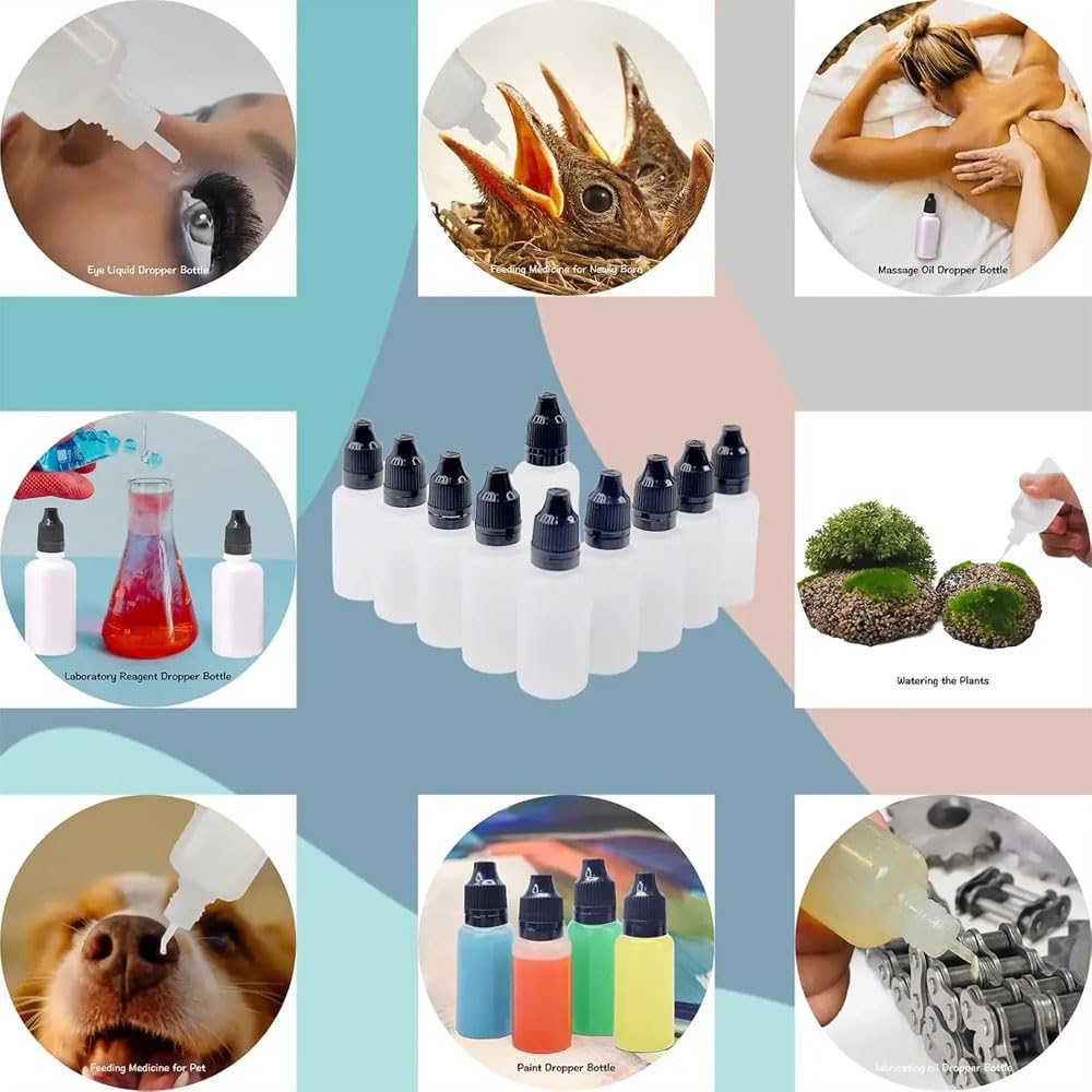 100 Stück 5-100ml LDPE Leere Nachfüllbare Kunststoff-Squeeze-Tropfflasche Squeezable Dropper Mit Abnehmbarer Kappe Flüssigkeit Behälter Wasser Farbe Tinte (Weißes Deckel,100ml)
