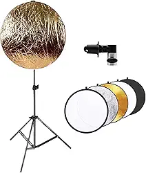 Tripé 2m em Alumínio + Kit Completo Rebatedor Defletor 60cm 5x1 Para Fotos Fotografia + Suporte