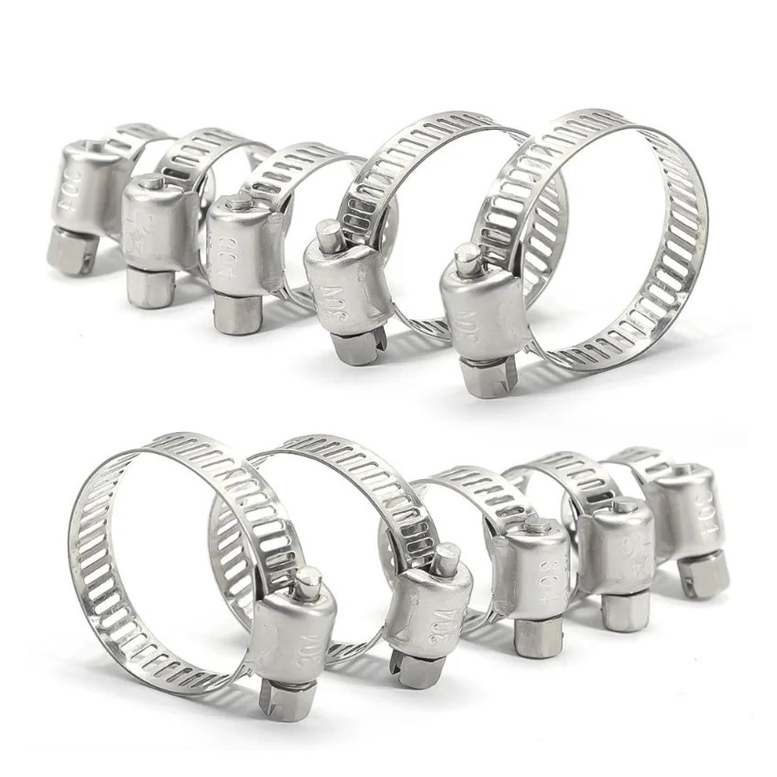 Abrazadera de manguera de acero inoxidable de 6 a 29 mm, clip de tubo de accionamiento sin fin ajustable, 1-50 unidades para conexión de línea de combustible de agua (16-25 mm (30 piezas)
