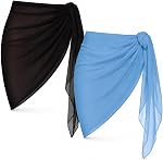 2 Pieces Sarong Coverups for Women Bathing Suit Wrap Swimsuit Skirt Bikini Swimwear Chiffon Cover Up Beach Accessories