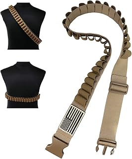Yazilai Shotgun Shell Bullet Bandolier Belt Pump Shotgun Shell Holder Peppergun Bandoleer 30 Rounds - Dolibi
