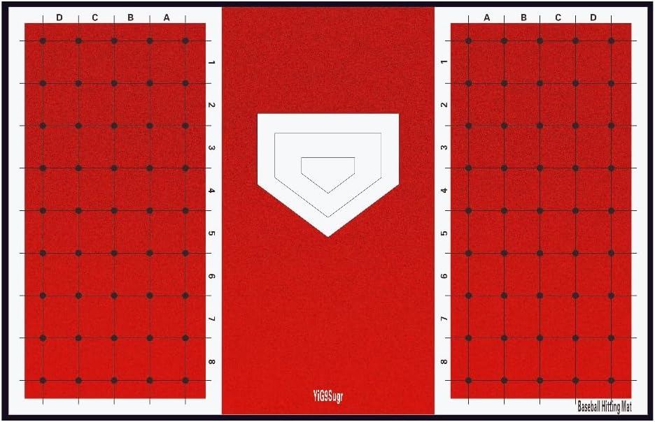 Baseball and Softball Hitting Mat for Batting Stance Practice, Home Plate Mat with Batting Stance Alignment Guide, Indoor/Outdoor Baseball and Softball Equipment, Antislip - (6 * 4 ft)