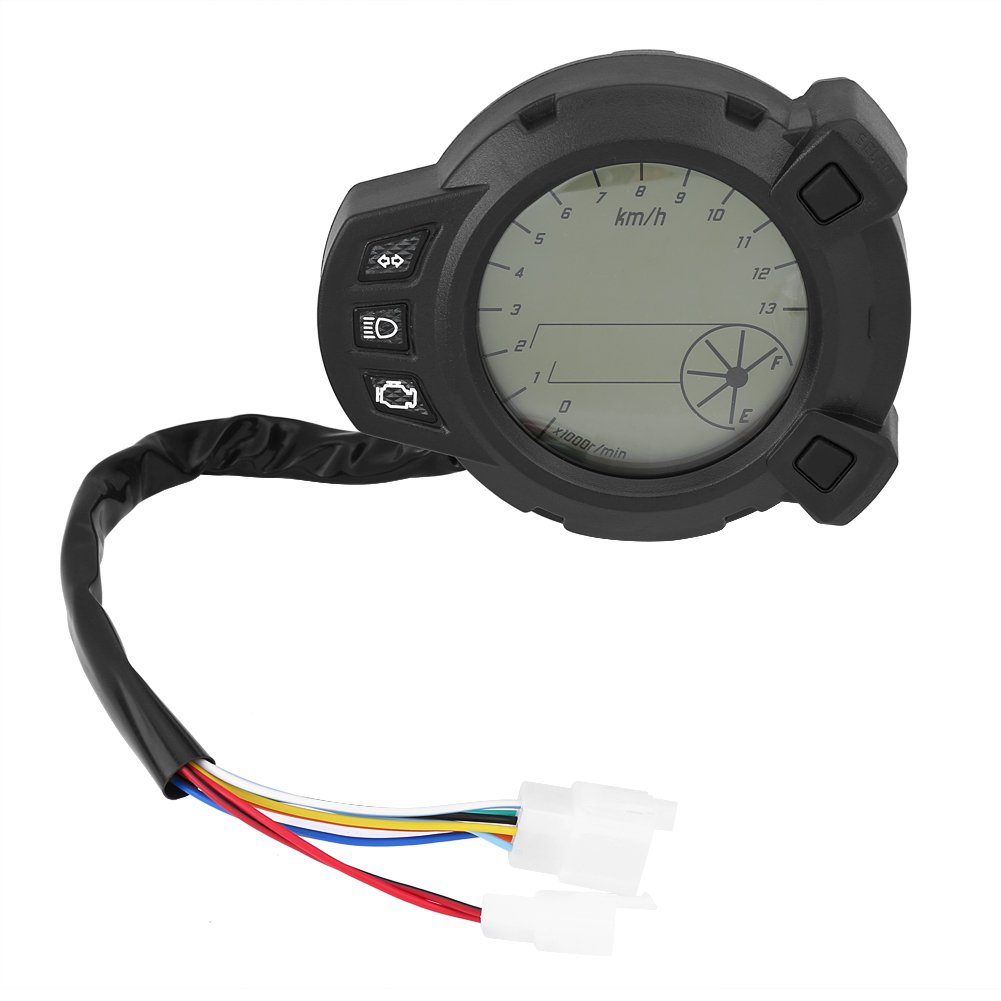 KIMISS Motorcycle Tachometer, Motorcycle LCD Speedometer Odometer for 7 Color Meter