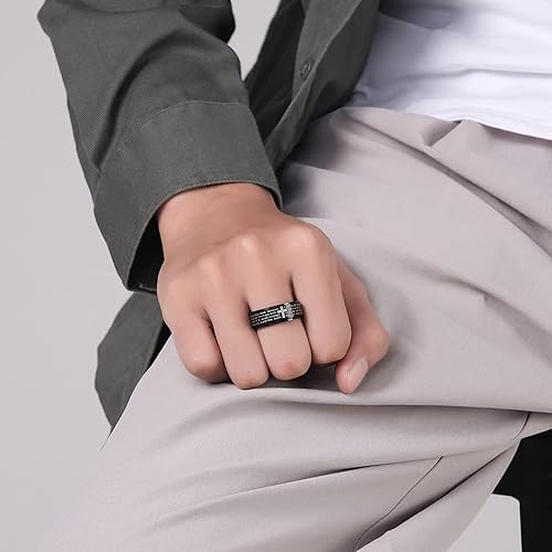 Miniatura 3 de Versículos bíblicos inspiradores giratorios, cristiano, Jesucristo, Señor, oración, alivio del estrés, anillos giratorios para hombres y mujeres,