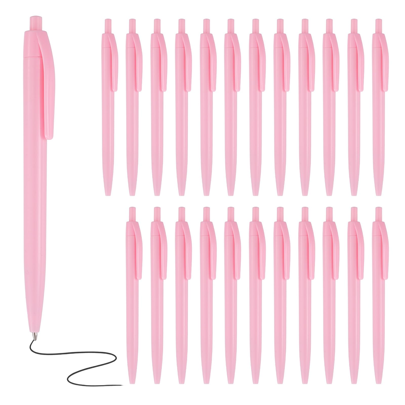 PATIKIL 24 Pcs BallPoint Pens, Retractable Black Ink Bulk Pens with Clip, 1.0mm Medium Point Smooth Writing Office Supplies for Signing, Writing, Classroom, Candy Pink Casing