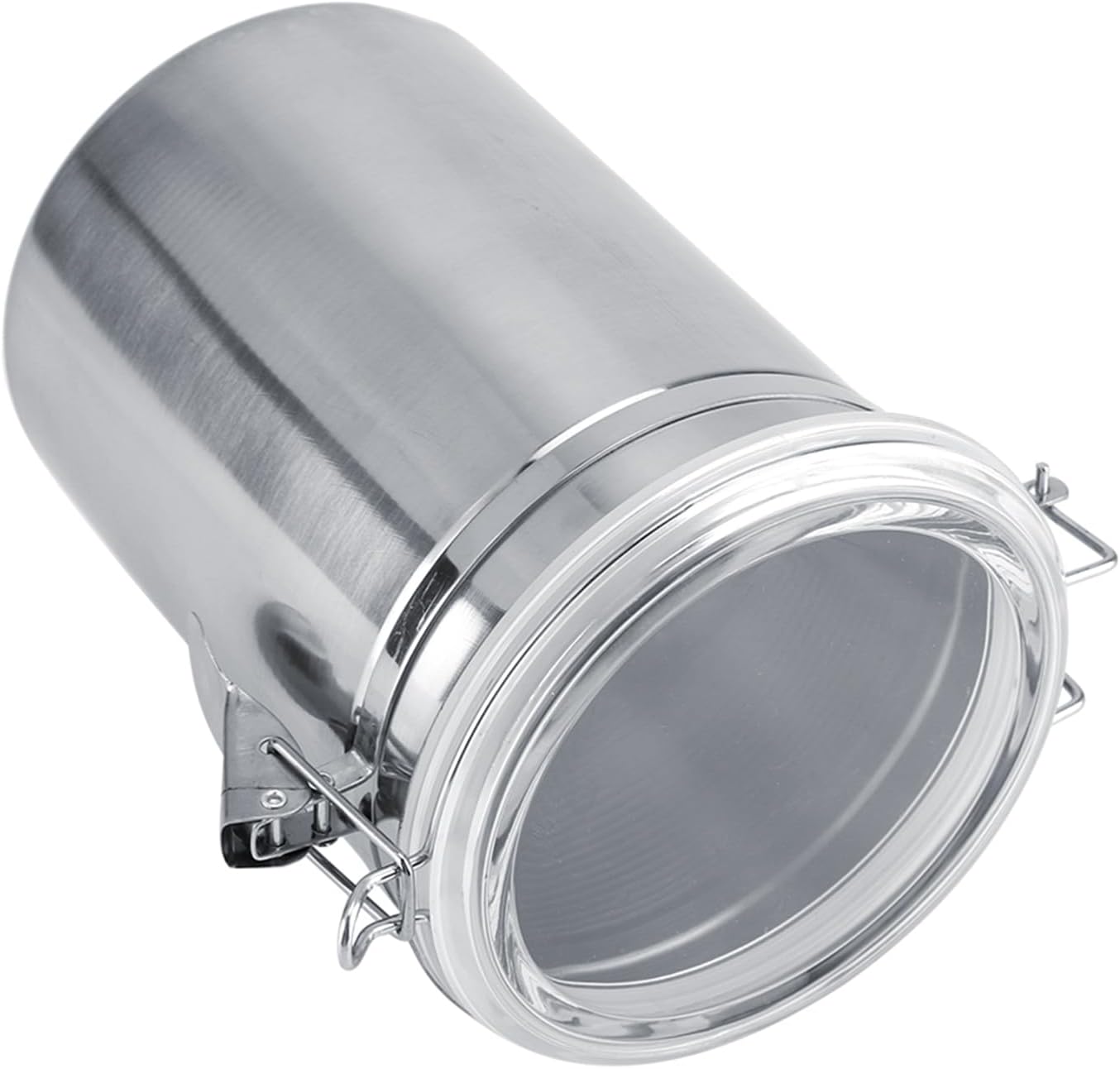 Hilitand Stainless steel coffee container large capacity storage jar with sealing ring for coffee beans tea sugar clear transparent cover (XL 39x39x12.5cm / 15.4x15.4x4.9in)