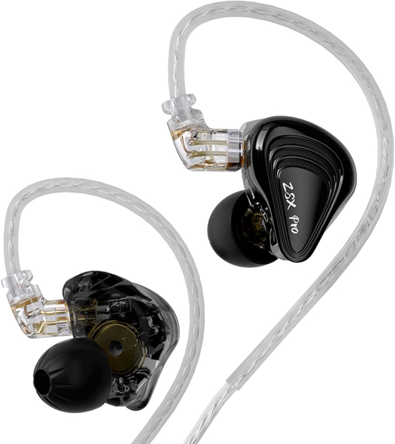 KZ ZSX PRO 5BA+1DD 6 Driver Hybrid in-Ear Monitor Earphones, Gaming IEM Earphones, HiFi Wired Earbuds, with Detachable Recessed 2 Pin Silver Plated Cable for Audiophile (Without Mic)