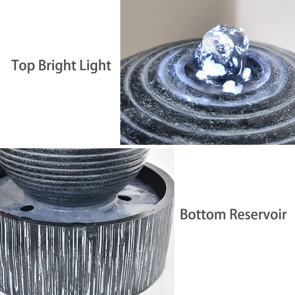 Fuente De Agua Cascada Fuente de Mesa Interior Agua Ondulada en Forma Bola con iluminación meditación silenciosa Decoracion Interior