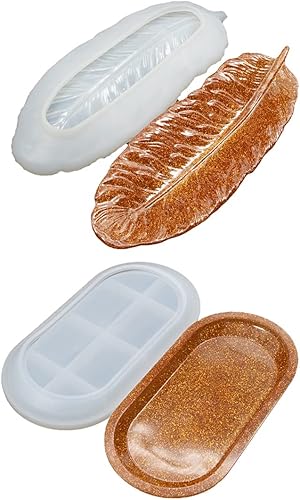Miniatura 7 de AMZTOART 1 bandeja de resina para fabricar moldes de silicona con forma de plumas, moldes de resina epoxi, soportes para anillos (M0007)
