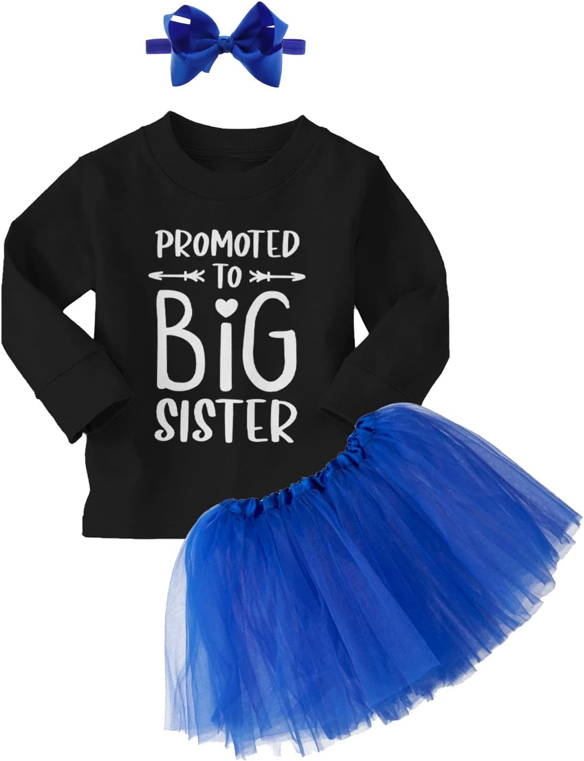 Haase Unlimited Promoted To Big Sister - Baby Announcement Baby Bodysuit + Tutu Skirt + Bow Headband Set