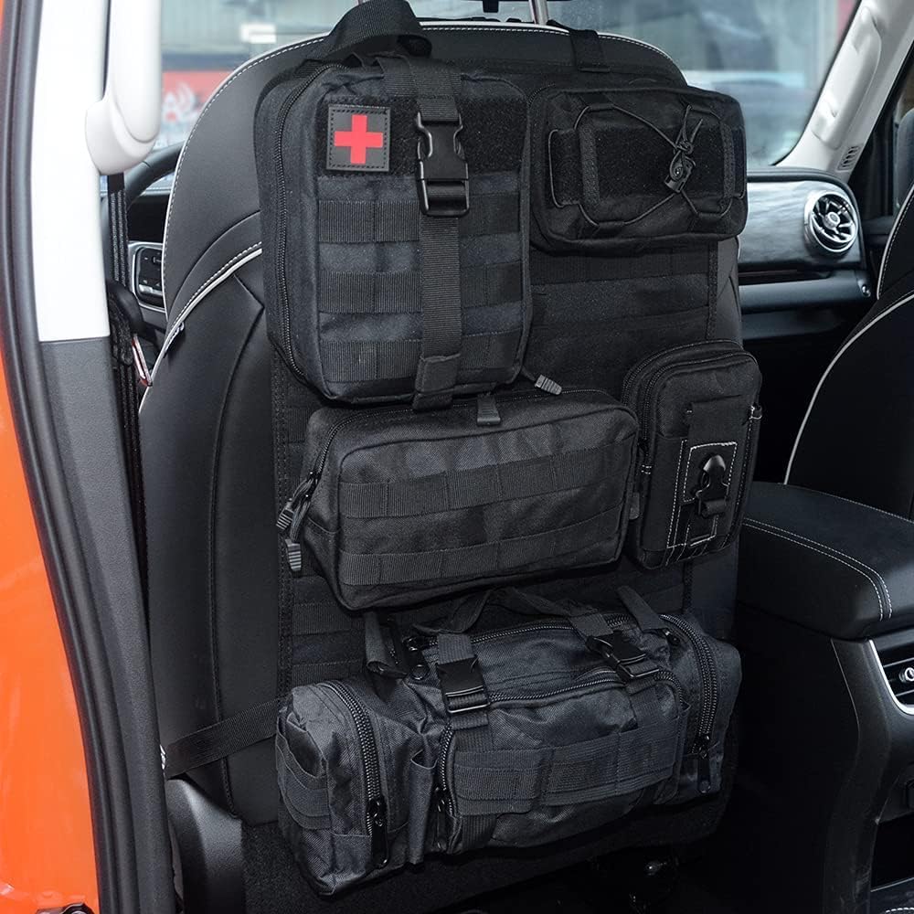 Organizador Táctico Asiento Coche para Citroen Ds7 DS 7 Crossback 2018 2020 2021 2022 2023 2024, Respaldo Sistema MOLLE con Bolsillos Desmontables Bolsa Militar Vehículo