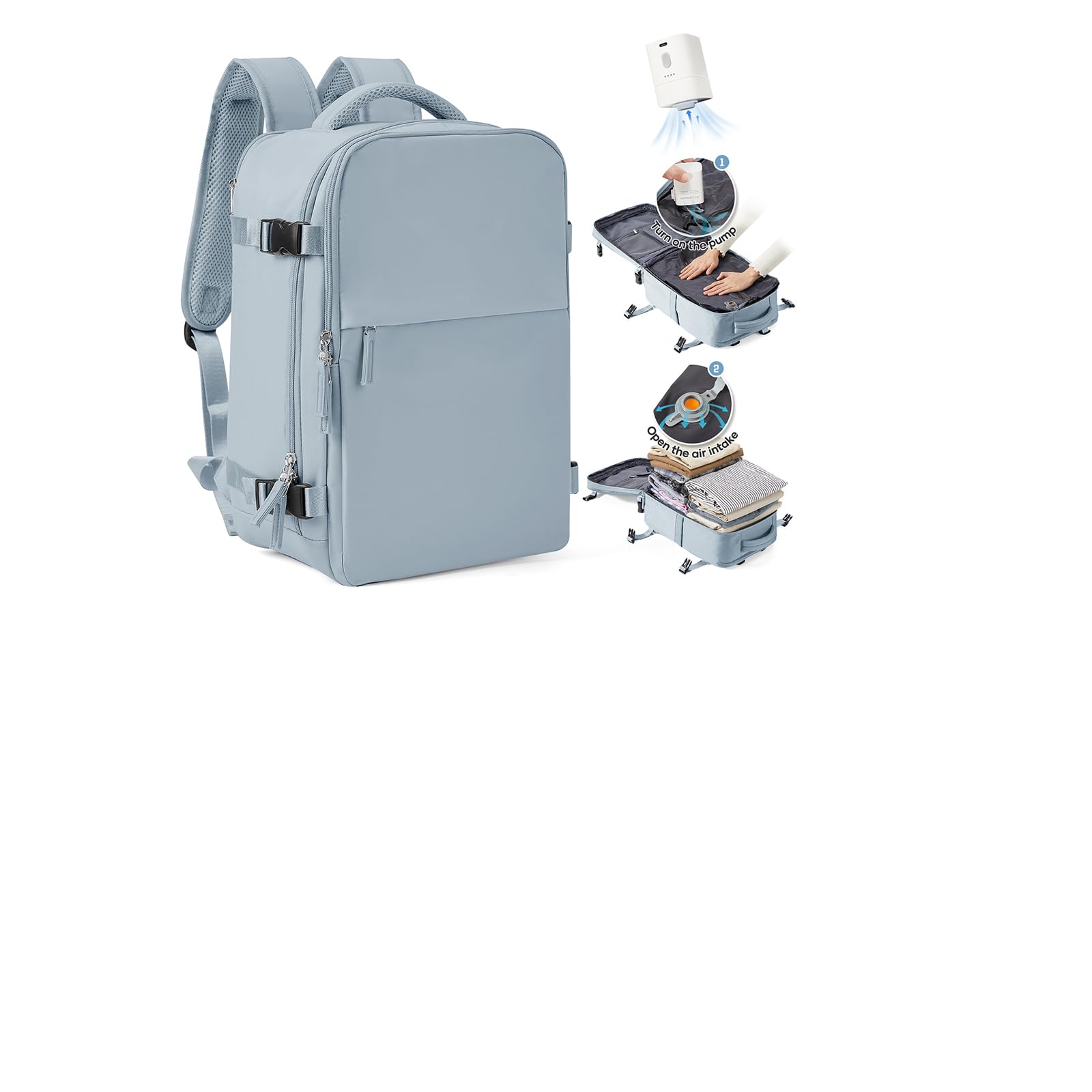SZLX Zaino Ryanair 40x30x20 Sottovuoto con Pompa Zaino da Viaggio 40x30x20 Wizzair Bagaglio a Mano Vueling Donna Borse da Cabina per Easyjet Uomo Zaino Casual Porta PC 14 Pollici impermeabile