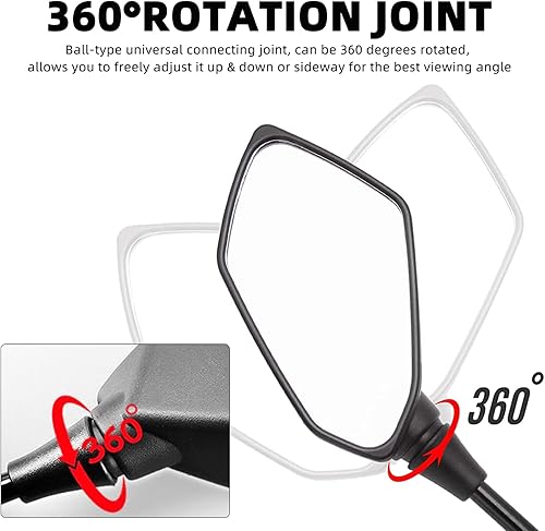 Miniatura 4 de DREAMIZER Espejos universales para motocicleta, manillar M8 M10, retrovisor, con abrazadera de manillar de 7/8 pulgadas, compatible con Street