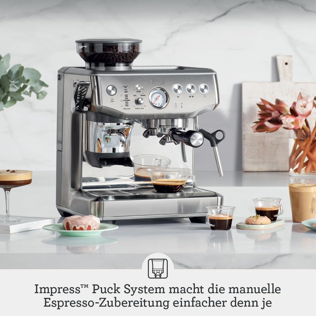Sage - The Barista Express Impress - Kaffeemaschine mit manuellem Milchaufschäumer & integriertem Mahlwerk - Intelligente Dosierung, 25 Mahlgradeinstellungen - Schwarzer Trüffel