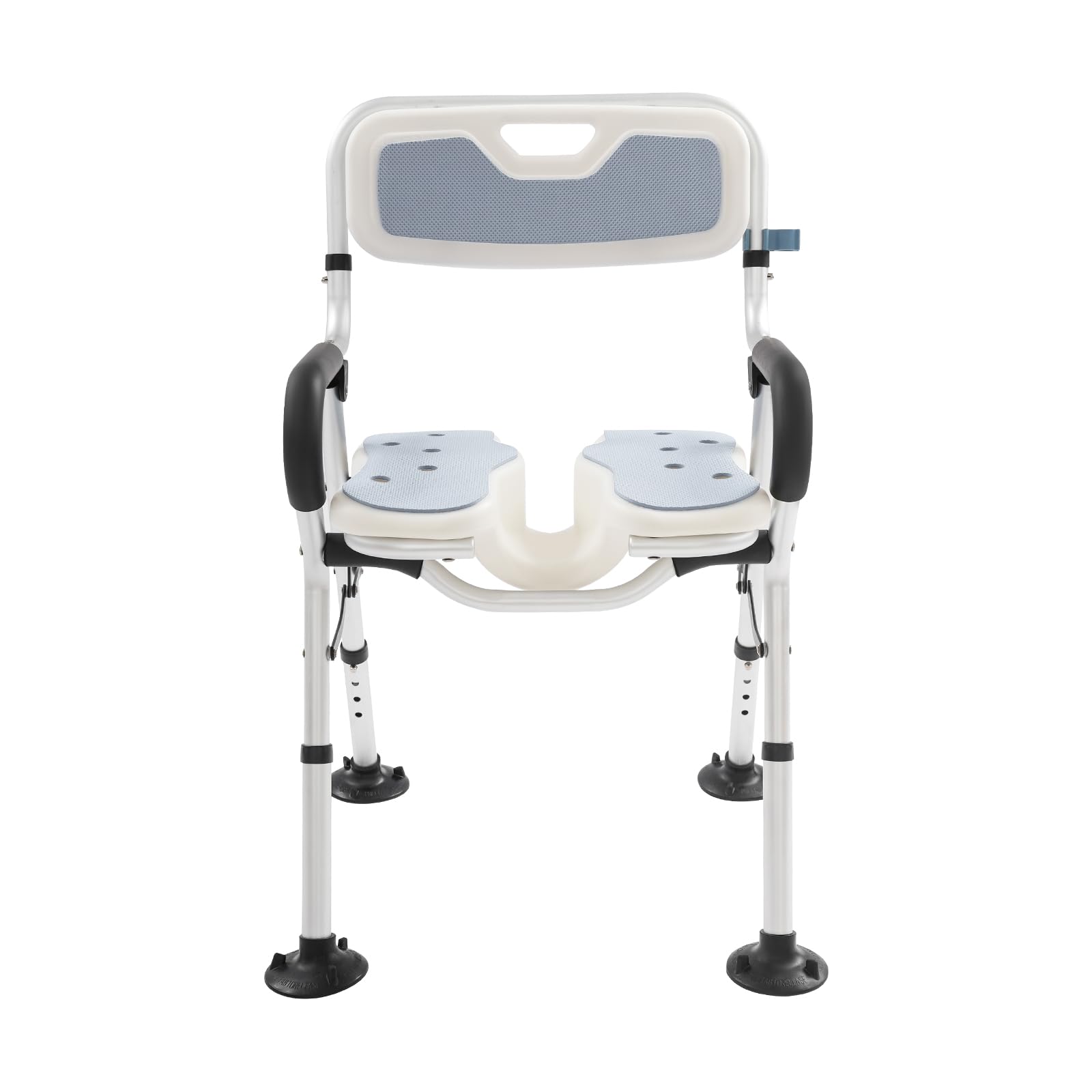 Silla de ducha plegable, taburete de ducha de aleación de aluminio, cuello en forma de U + pies antideslizantes, hasta 150 kg, asiento de ducha para embarazadas y adultos (gris, XL)