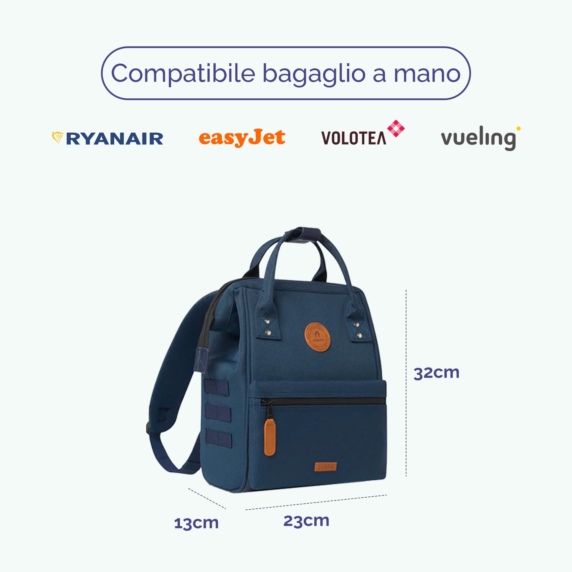 Cabaïa - Zaino Adventurer - Idrorepellente - scomparto per PC fino a 15" - 2 tasche intercambiabili - Vegan certificato - Zaino da viaggio, lavoro e scuola - Rosso