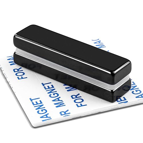 DIYMAG Paquete de 2 imanes de barra de neodimio fuertes, imanes de neodimio negros potentes de tierras raras de metal resistente con adhesivo de