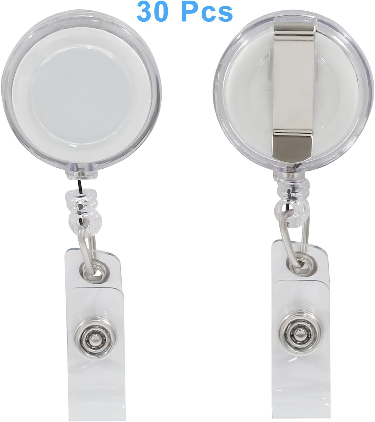 30 Pack Retractable Badge Reel, Transparent Badge Holder with Swivel Clip for Doctors, Nurse, Teachers, Students, Office Workers - Image 3