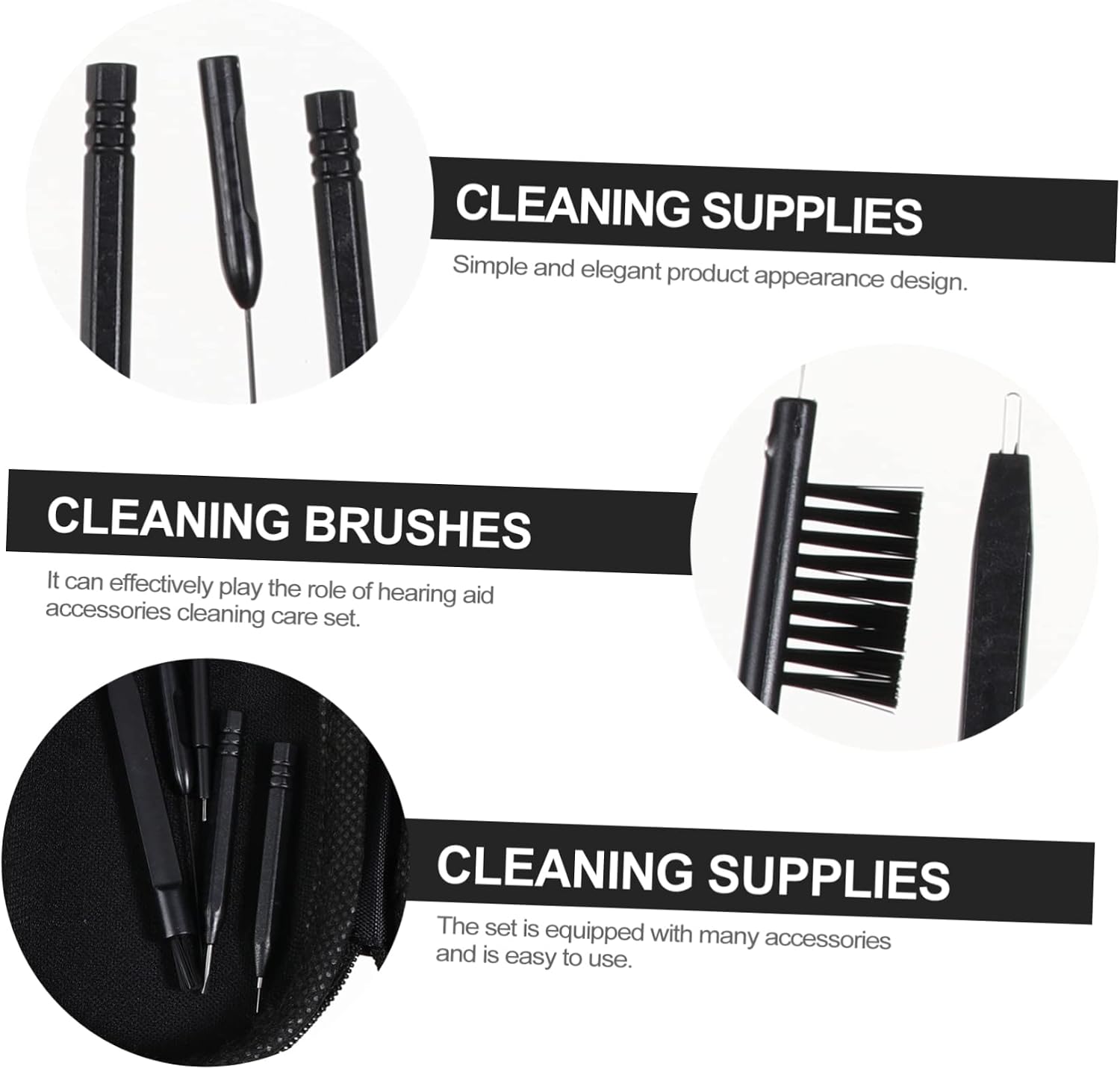 1Set Cleaning Kit Maintenance Tools with Vent Cleaning Brush Compact and Portable Accessories for Hearing Amplifiers Essential Cleaning Rods and Brushes