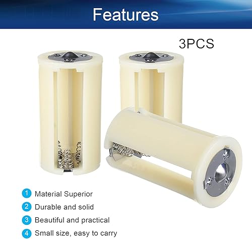 Vista 30 de Heyiarbeit 2 unids AA a D Tamaño Conexión Paralela Adaptadores de Batería Convertidor Casos Adaptador D Blanco