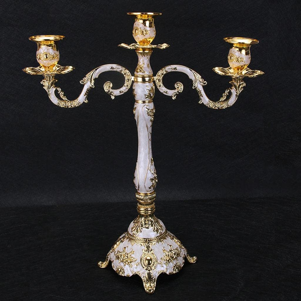Kerzenständer Eleganter Metall Kerzenhalter Mehrarmiger Kandelaber Kunstvolle Candelabra Robuster Tischleuchter Modernes Trumpet Design für Hochzeiten, 3-Arm-Gold
