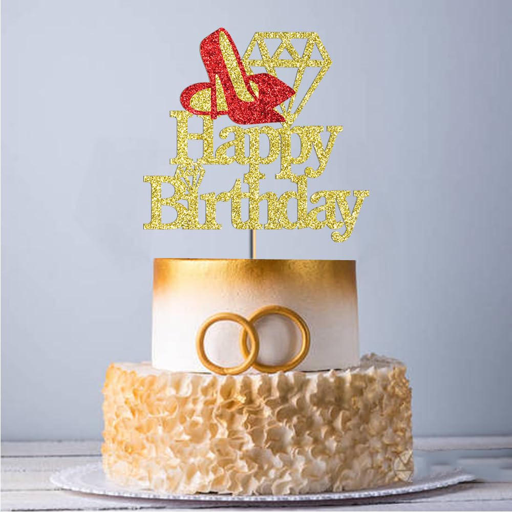 Aperturee Denim Diamond High Heel Happy Birthday Half Moon Arch Backdrop