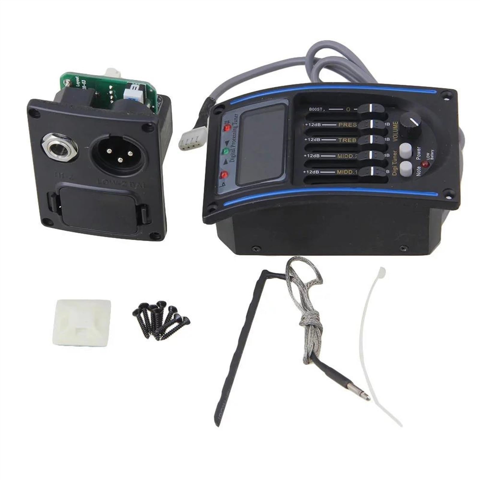 EQ Für Akustikgitarre 4-Band-Piezo-Vorverstärker Mit Tonabnehmer 4/5 Mit Anzeige Für Niedrigen Batteriestand Professioneller Tonabnehmer für Akustikgitarre(5 Way)