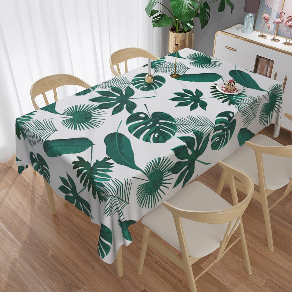 Hoja Verde con Flores Mantel Estampado Impermeable Cubierta De Mesa Rectangular Comedor-Café-Mantel Mesas Decoración De Fiesta-002,140x180cm