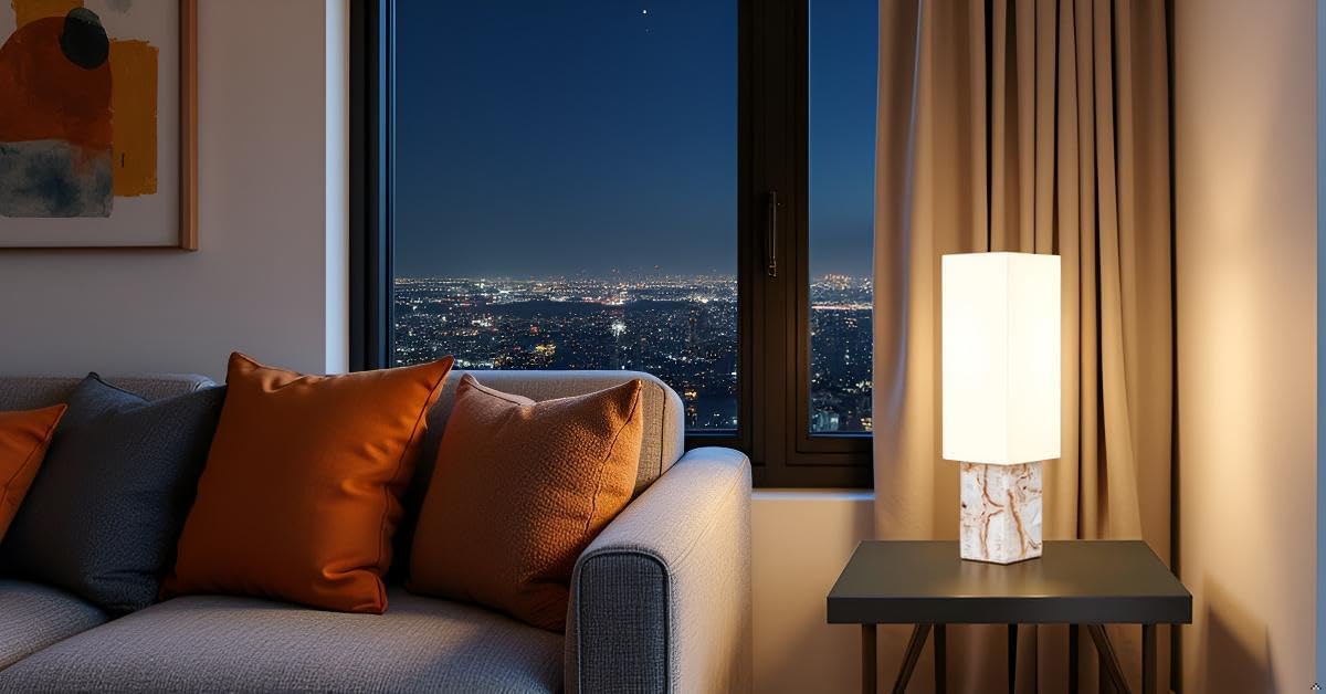 Cruiser’s Caché 18" Contemporary Contemporary Agate Table Lamp, Natural Color with Handloomed Fabric Lampshade