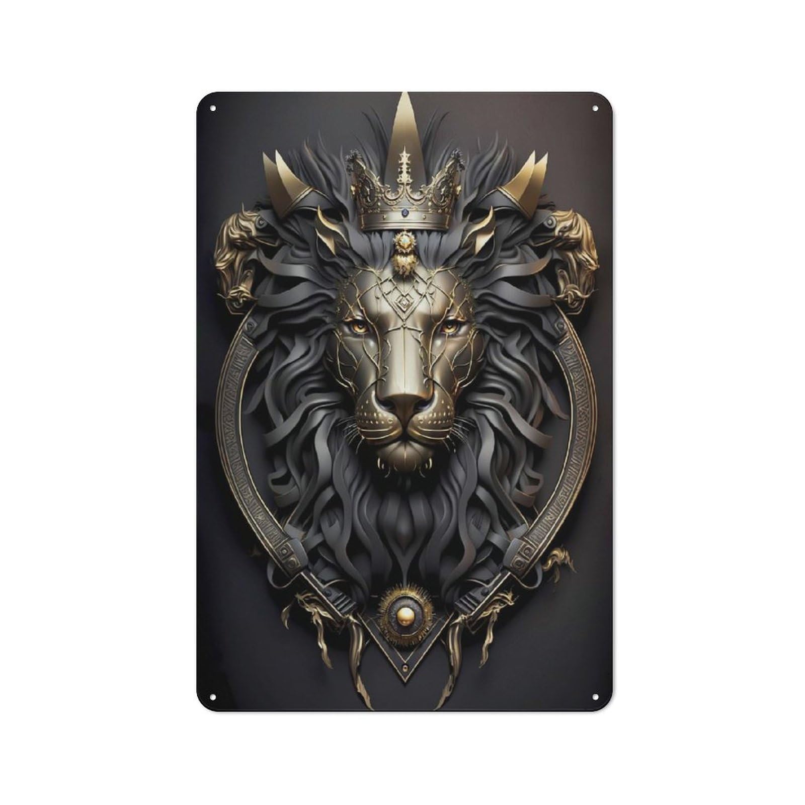 Vintage Metal Sign 30x20cm Featuring Lion King Majesty, Home Bar Decor for Cafe, Pub, Workshop Or Home Bar