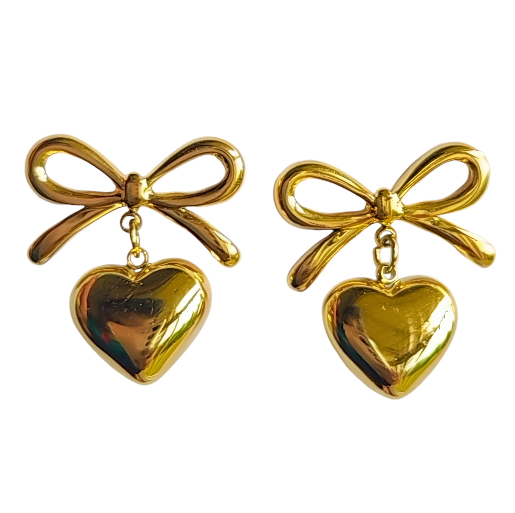Bold Street Gold Plated Cute Bow with heart dangler Earrings For Women | Best Gifts For Women & Girls |Trendy Stainless Steel Earrings | K pop | Dangler Earring for Women or girl (B0DFVLW8RL) Amazon Price History, Amazon Price Tracker